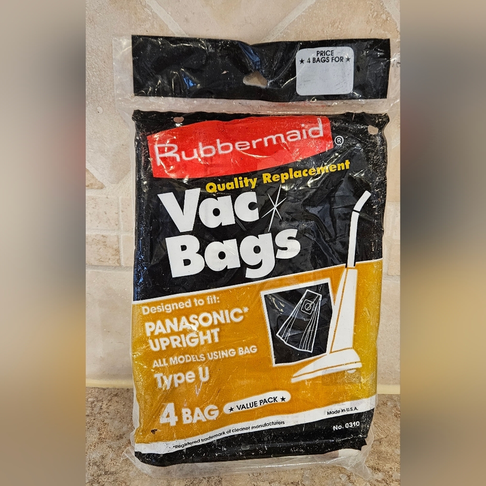 Rubbermaid Vacuum Cleaner Bags Panasonic-compatible Type U #0310 4 Pack